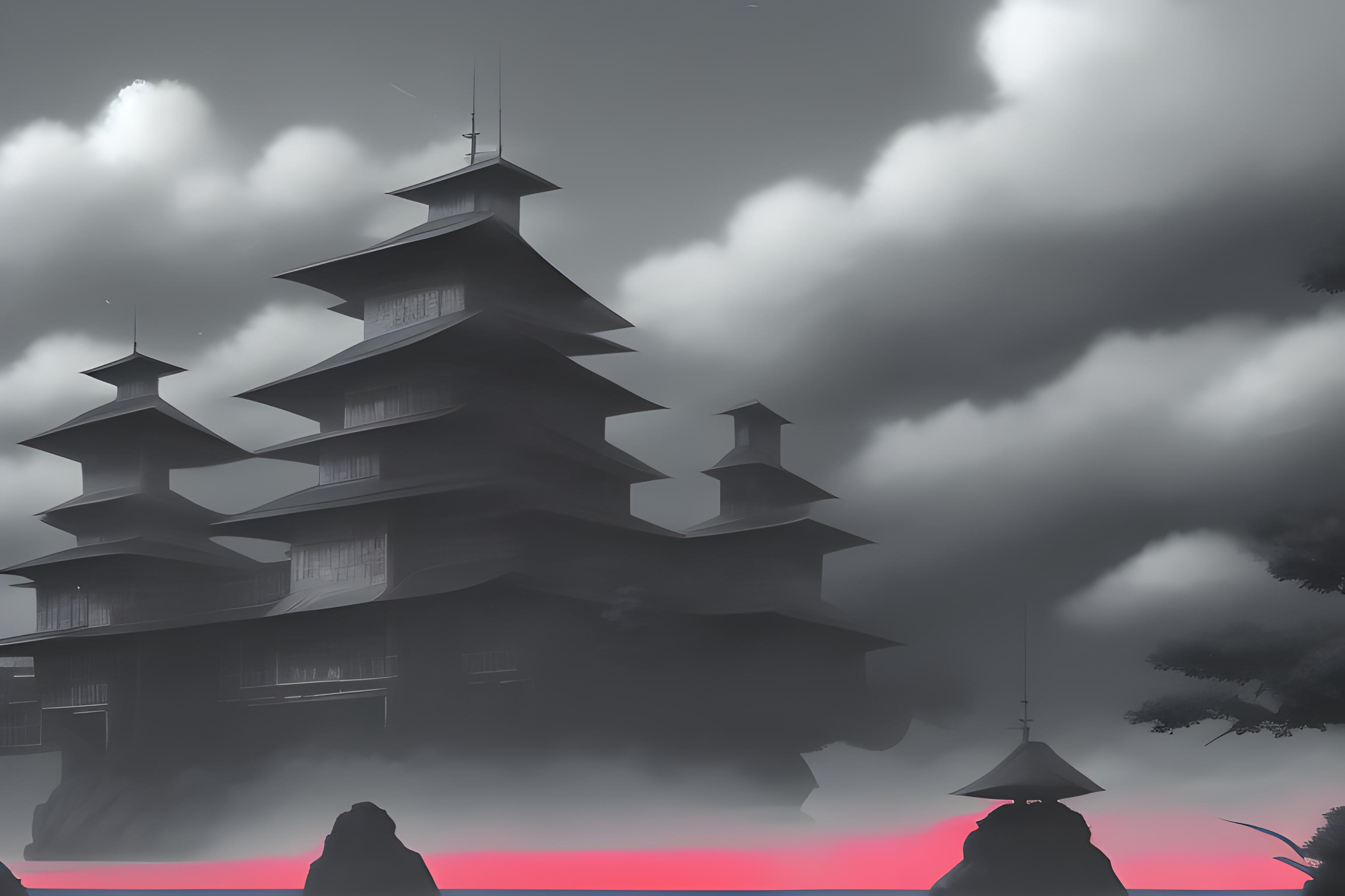 genere une image en 1440p sur le theme akatsuki en mode sombre noir et rouge
